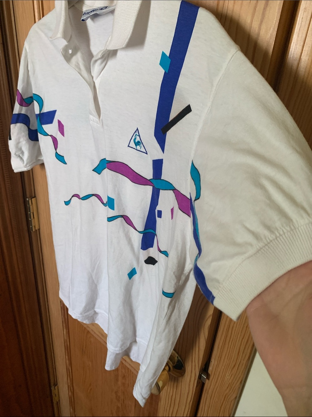 ☁️ Vintage Abstract Le Coq Sportif Polo ☁️ - Picture 3 of 7